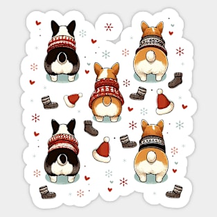 Patter Pembroke Welsh corgi, corgi lovers, winter and corgi Sticker